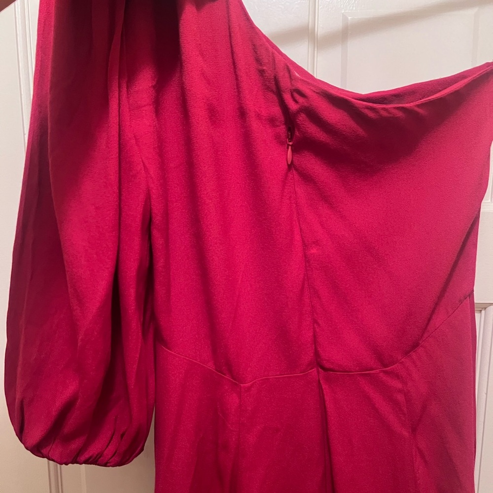 Reformation Red Lawrence One Shoulder High Slit MIDI Dress Sz 2 - Picture 7 of 10
